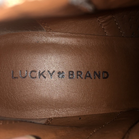 Lucky Brand Brielley Leather Bootie Ankle Boots Perforated Stacked Block Heel 9M - Picture 9 of 14